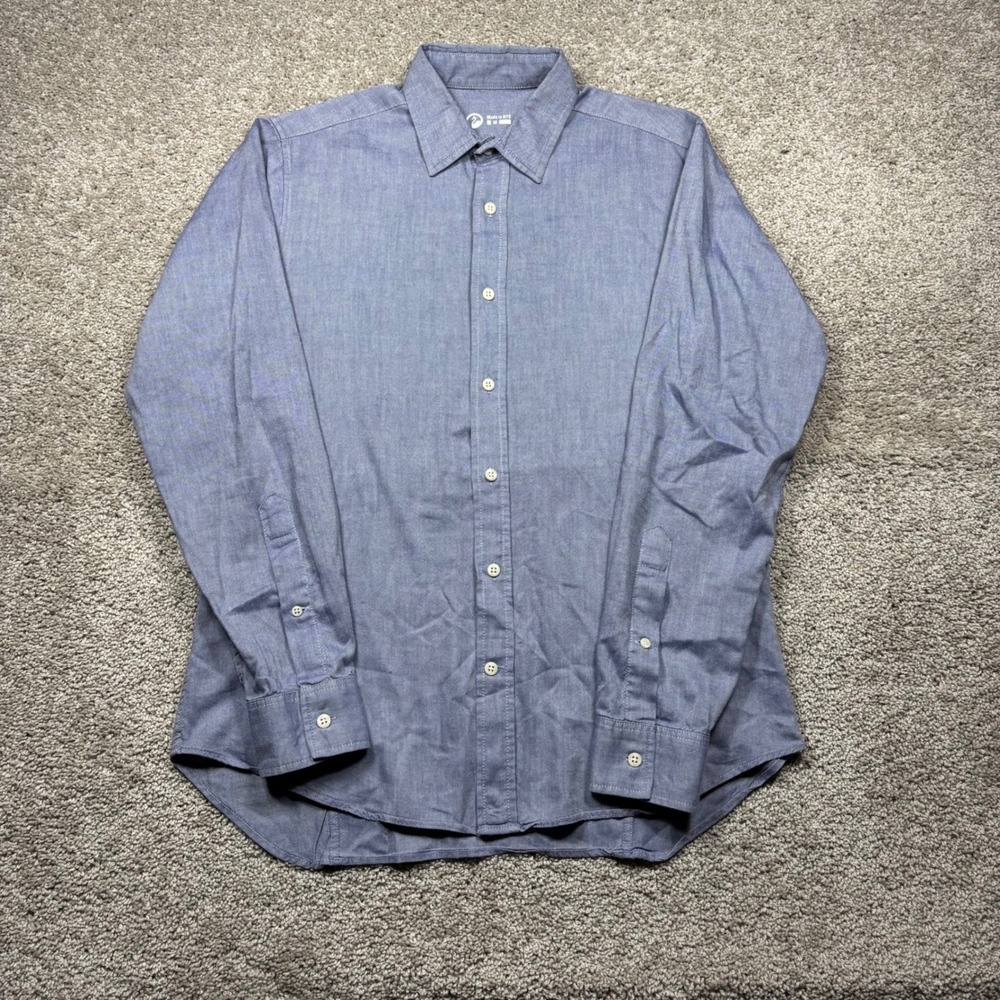 Outlier Mens Blue Long Sleeve Button Up Front Shirt Size Medium M Made in NYC